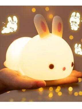 NWT Cute Bunny Night Light - Soft White with Pink Accents